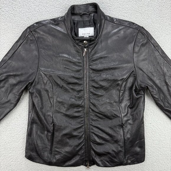 Wilsons Leather Maxima Jacket Women Extra Large XL Black Motorcycle Biker Bomber - Picture 2 of 11